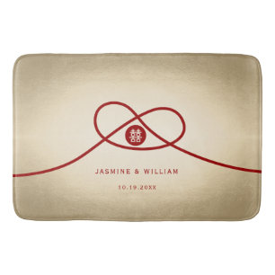 Red Knot Union Double Happiness Chinese Wedding Bath Mat