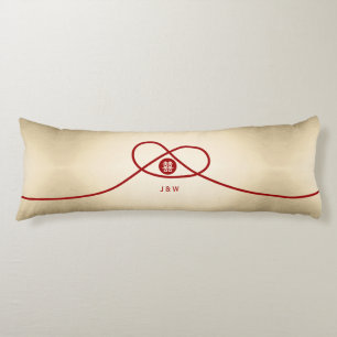 Red Knot Union Double Happiness Chinese Wedding Body Cushion