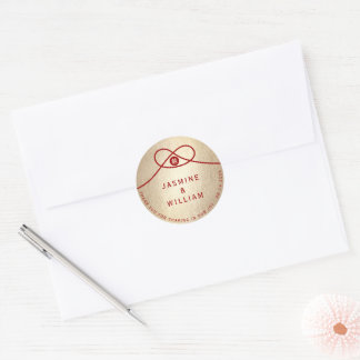 Red Knot Union Double Happiness Chinese Wedding Classic Round Sticker