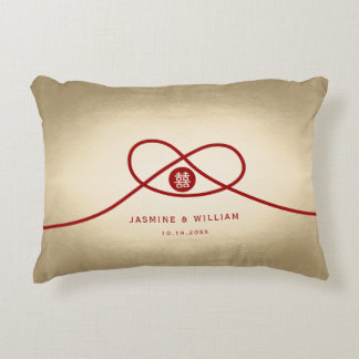 Red Knot Union Double Happiness Chinese Wedding Decorative Cushion