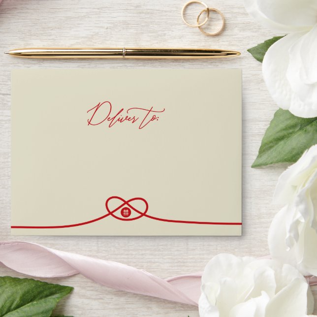 Red Knot Union Double Happiness Chinese Wedding Envelope (Wedding)