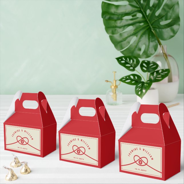 Red Knot Union Double Happiness Chinese Wedding Favour Box (Multiple)