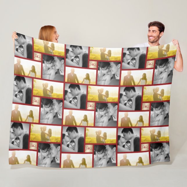 Red Knot Union Double Happiness Chinese Wedding Fleece Blanket (In Situ)