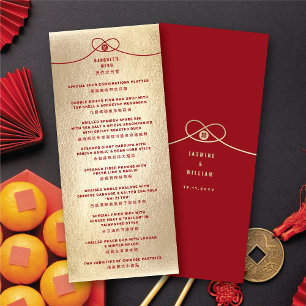 Red Knot Union Double Happiness Chinese Wedding Menu