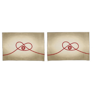 Red Knot Union Double Happiness Chinese Wedding Pillowcase