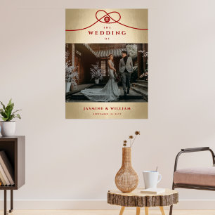 Red Knot Union Double Happiness Chinese Wedding Poster