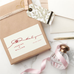 Red Knot Union Double Happiness Chinese Wedding Rectangular Sticker