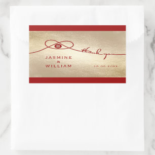 Red Knot Union Double Happiness Chinese Wedding Rectangular Sticker