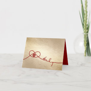 Red Knot Union Double Happiness Chinese Wedding Thank You Card
