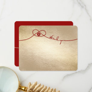 Red Knot Union Double Happiness Chinese Wedding Thank You Card