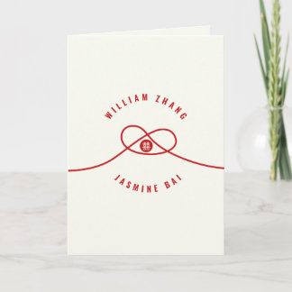 Red Knot Union Double Xi Bilingual Chinese Wedding Invitation