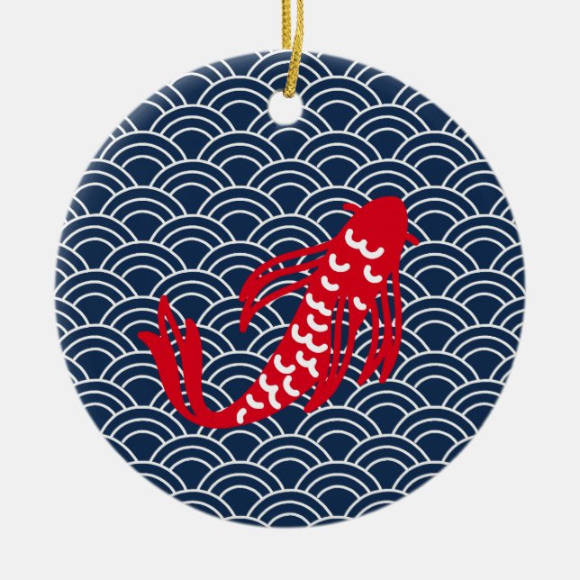 Red Koi Fish Ceramic Tree Decoration (Front)