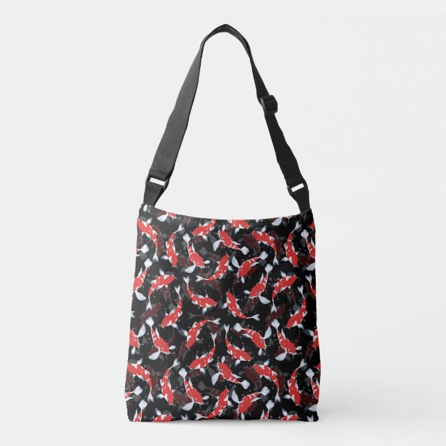 Red Koi Fish Pattern Crossbody Bag (Front)