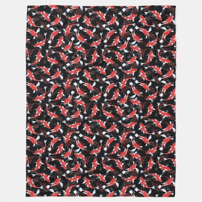 Red Koi Fish Pattern Fleece Blanket (Front)