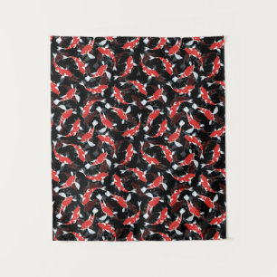 Red Koi Fish Pattern Tapestry