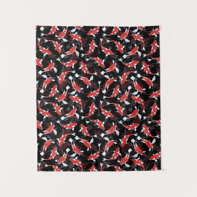 Red Koi Fish Pattern Tapestry (Front)