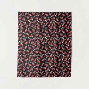 Red Koi Fish Pattern Tapestry