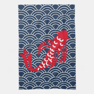 Red Koi Fish Tea Towel