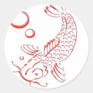 Red Koi modern design Classic Round Sticker