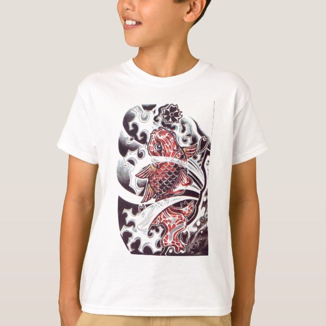 Red Koi Tattoo Design T-Shirt (Front)