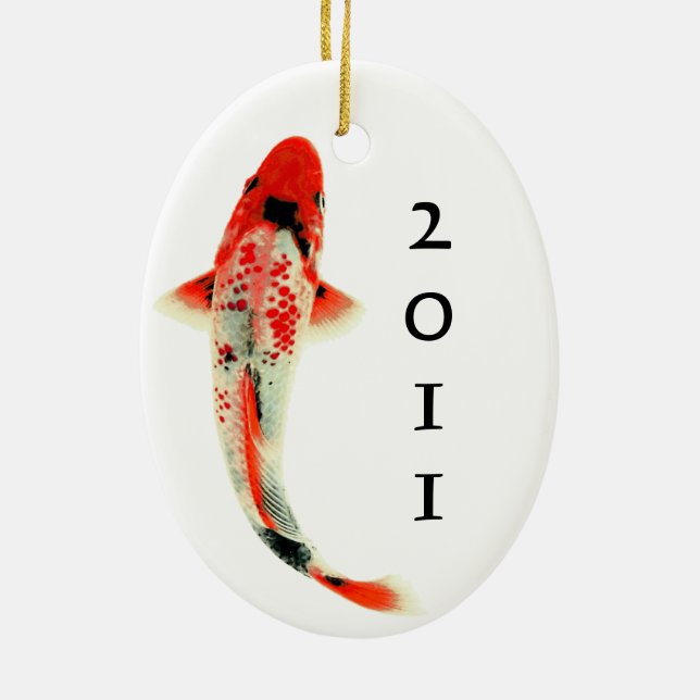 Red Koi with Year Ceramic Tree Decoration (Back)
