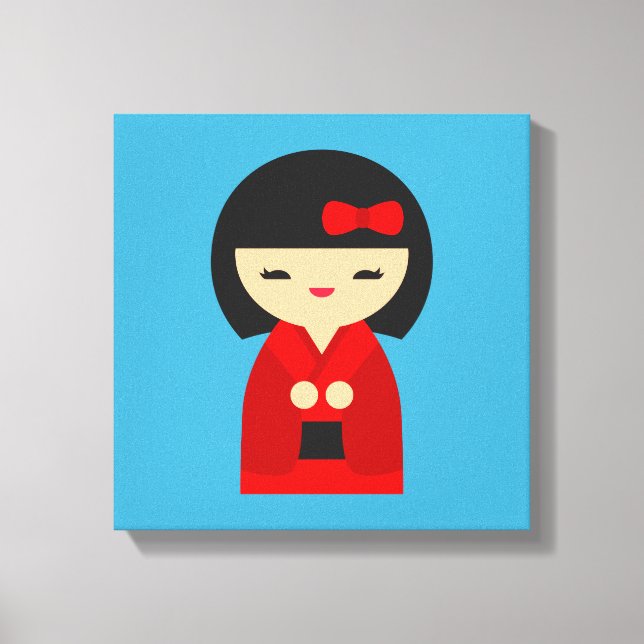 Red Kokeshi Japanese dolls Canvas Print (Front)