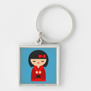 Red Kokeshi Japanese dolls Key Ring