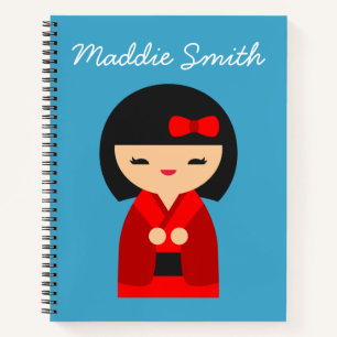 Red Kokeshi Japanese dolls Notebook