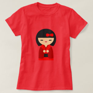Red Kokeshi Japanese dolls T-Shirt
