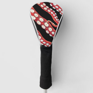 Red Kraken Octopus Tentacles Black Golf Head Cover