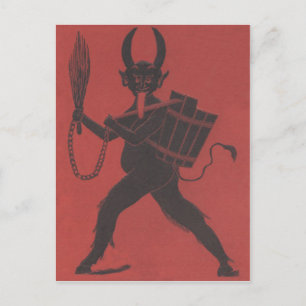 Red Krampus Basket Switch Chain Tongue Postcard