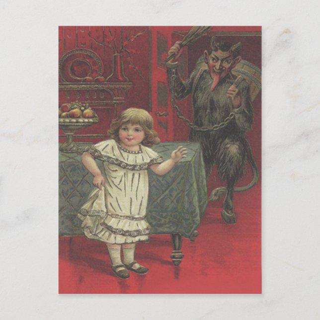 Red Krampus Girl Dining Room Switch Postcard (Front)