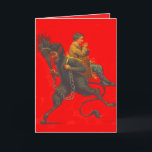 Red Krampus Kidnapping Praying Boy Holiday Card<br><div class="desc">Vintage Krampus Christmas print</div>