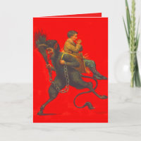 Red Krampus Kidnapping Praying Boy