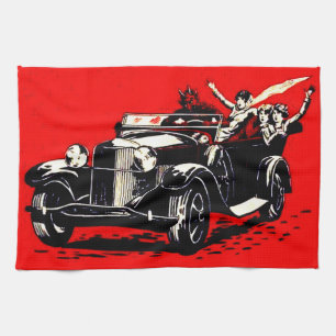 Red Krampus Kidnapping Women Car Tea Towel