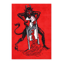 Red Krampus Slicing Heart