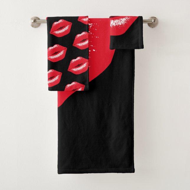 red kussmund lip print towel set (Insitu)