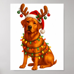 Red Lab Christmas Tree Light Pajama Labrador Dog L Poster