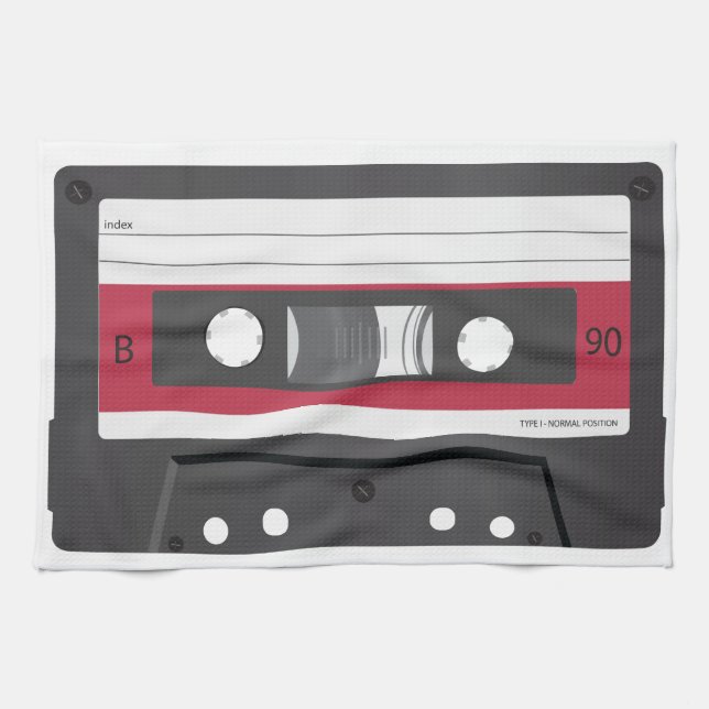 Red label Compact Cassette Tea Towel (Horizontal)