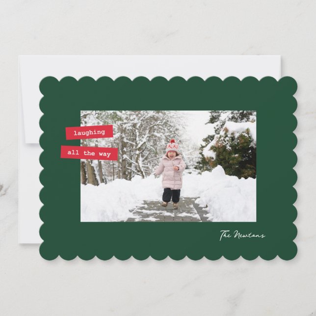Red Label Single Photo Flat Holiday Card (Front)