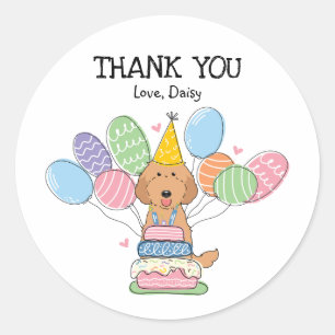 Red Labradoodle Birthday Favour Tags Sticker