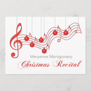 Red Lace Christmas Recital Invitation