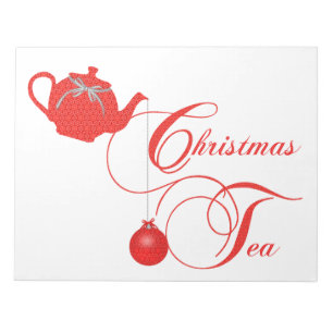 Red Lace Christmas Tea Party Notepad