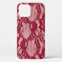 Red lace: elastic jacquard textile.