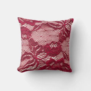 Red lace: elastic jacquard textile. cushion