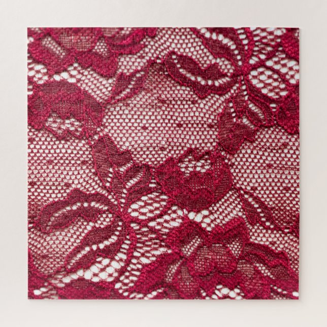 Red lace: elastic jacquard textile. jigsaw puzzle (Vertical)