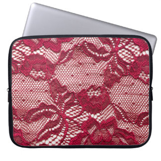 Red lace: elastic jacquard textile. laptop sleeve