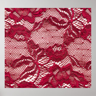 Red lace: elastic jacquard textile. poster