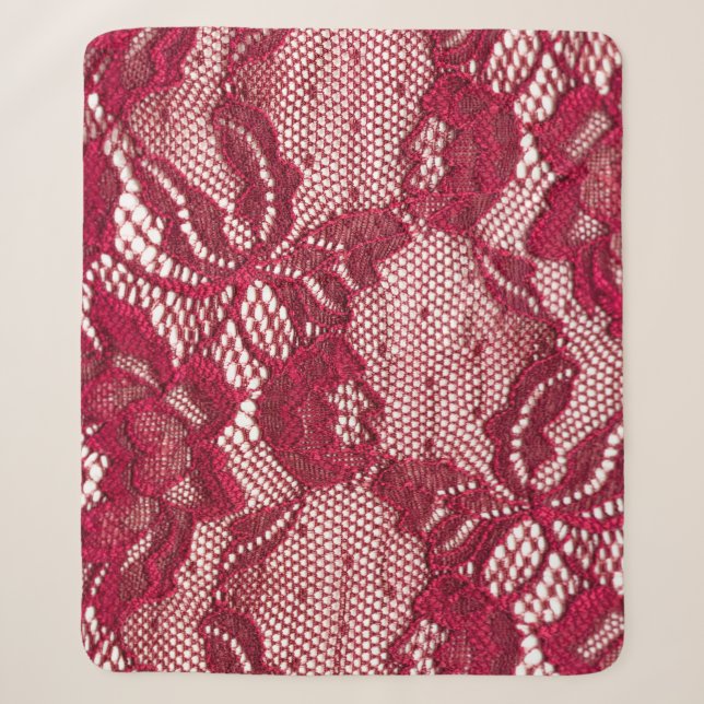 Red lace: elastic jacquard textile. sherpa blanket (Front)