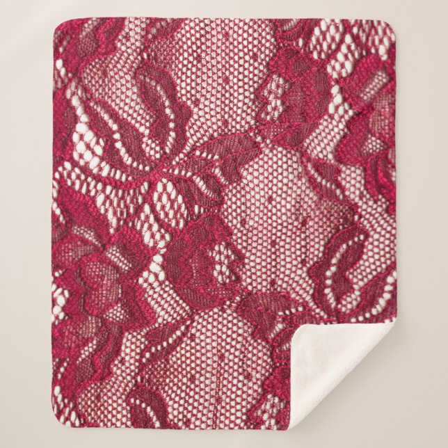Red lace: elastic jacquard textile. sherpa blanket (Front)